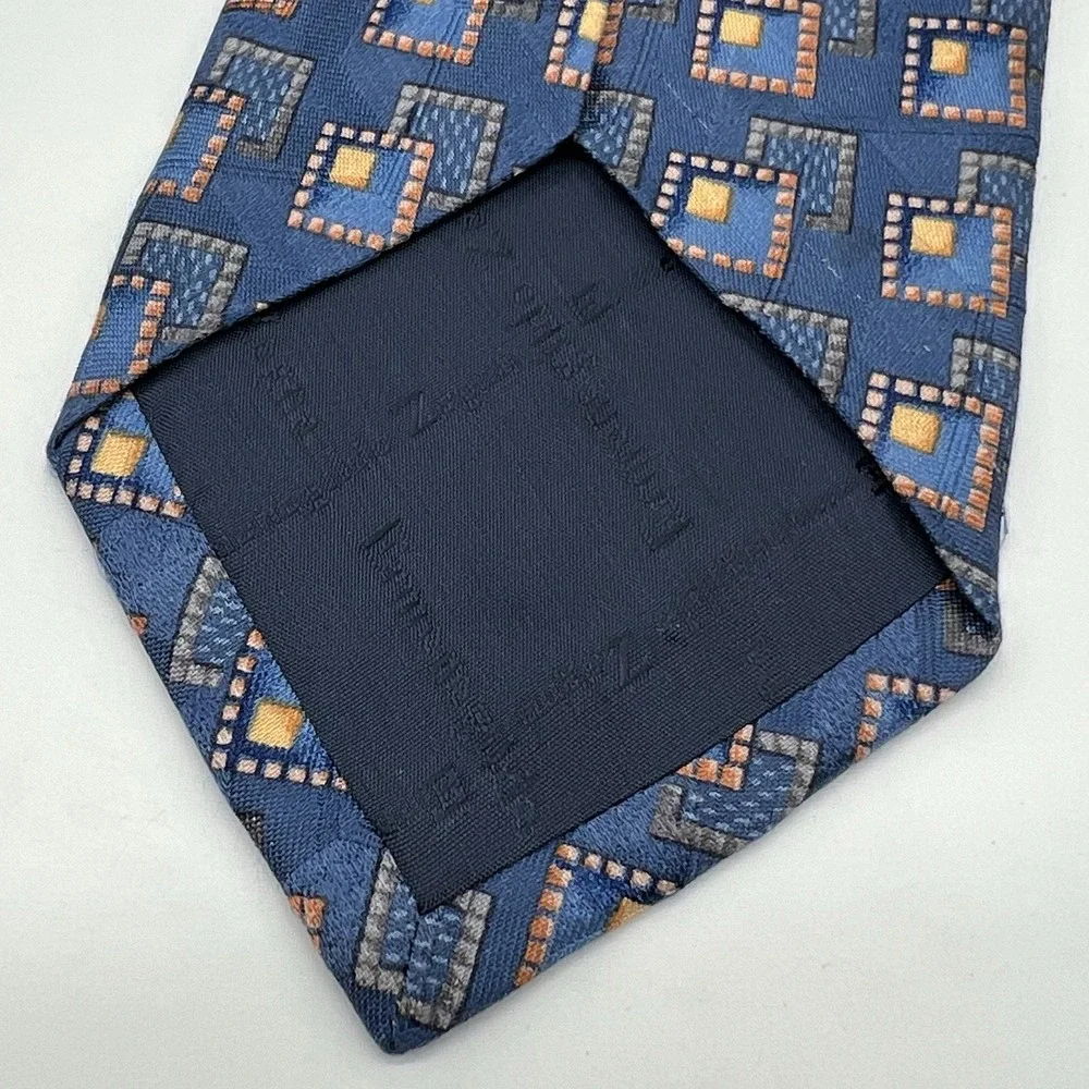 Ermenegildo Zegna Mens Tie‎ Geometric Silk Made Italy Modern Designer Blue